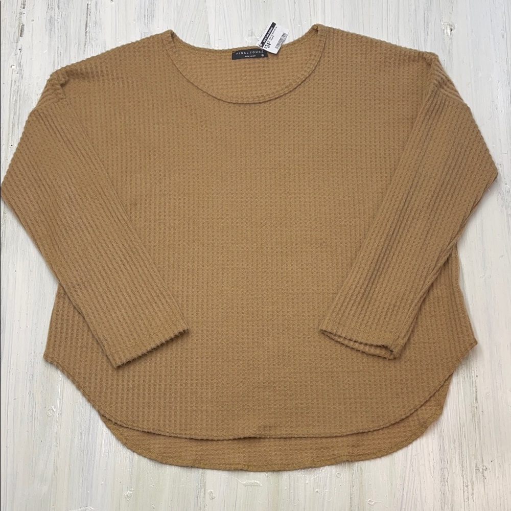 Final Touch Brushed Waffle Texture Knit Top in Carmal Sz M - Picture 3 of 10